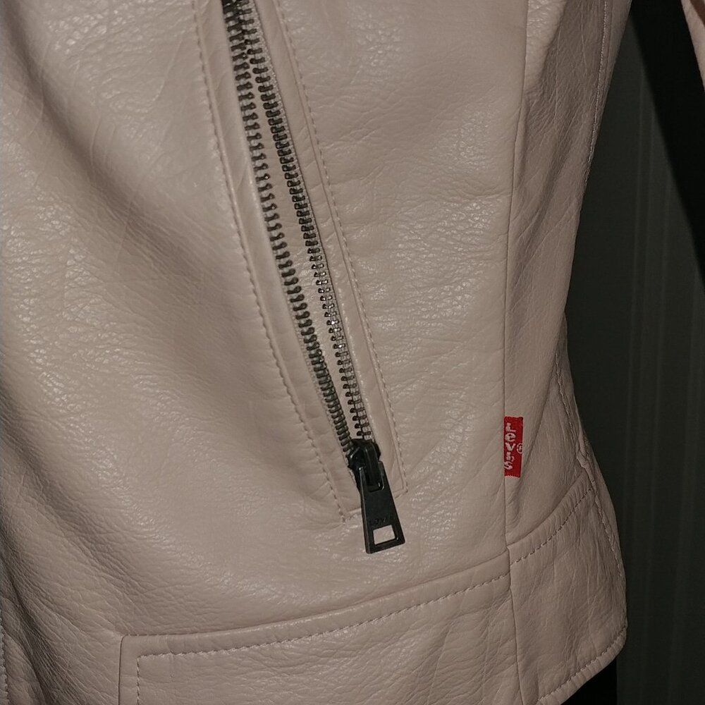 Levi's: Pink Faux Leather Moto Jacket W/Knit Hood - Women's Size Small - NWOT - Picture 5 of 11